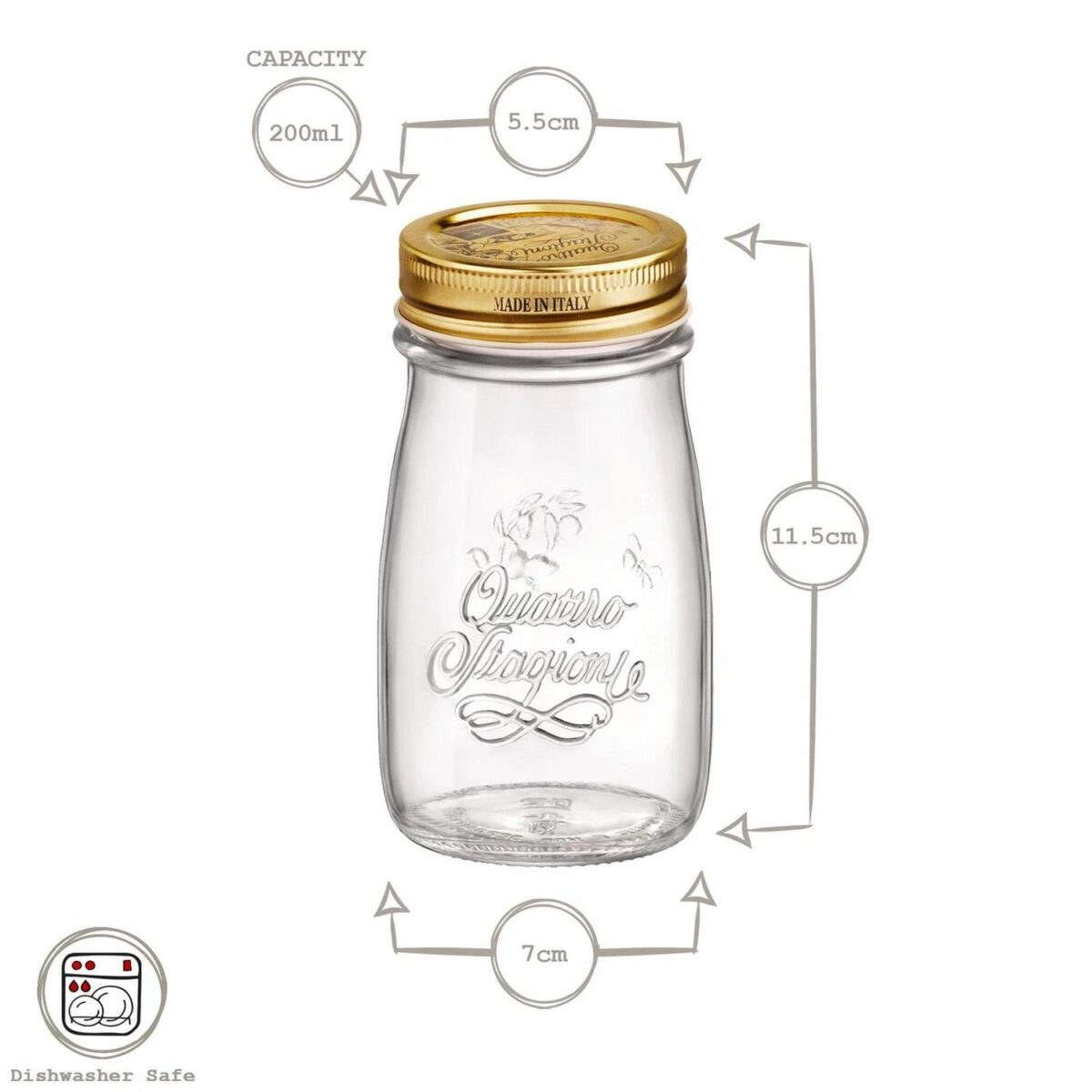 1x Bormioli Rocco 200ml Quattro Stagioni Glass Bottle with Screw Top Lid - Image 3