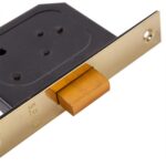 1x Brass 64mm 3-Lever Deadlock External Gate Shed Door Key Sash Mortice Lock - Image 2