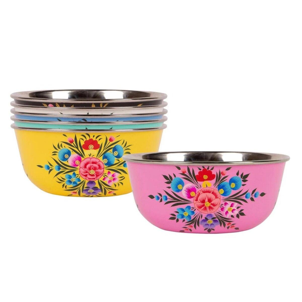 1x Buttercup Pansy 16.5cm Stainless Steel Picnic Bowl Party Camping BBQ Set - Image 4