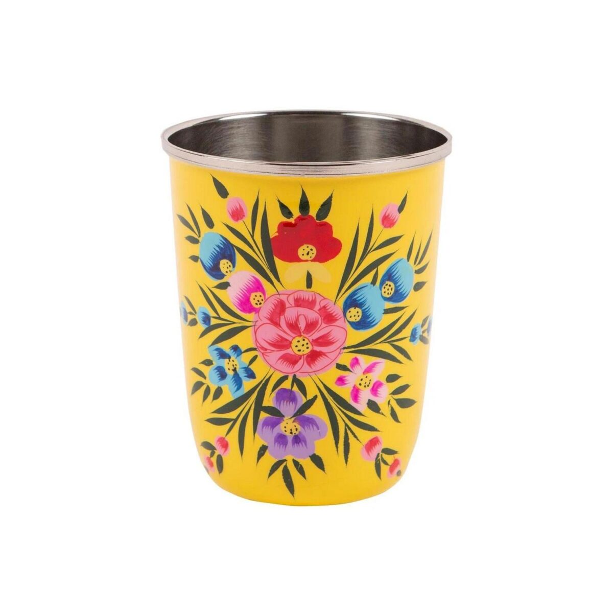 1x Buttercup Pansy 300ml Stainless Steel Picnic Tumbler Reusable Party BBQ Set - Image 1