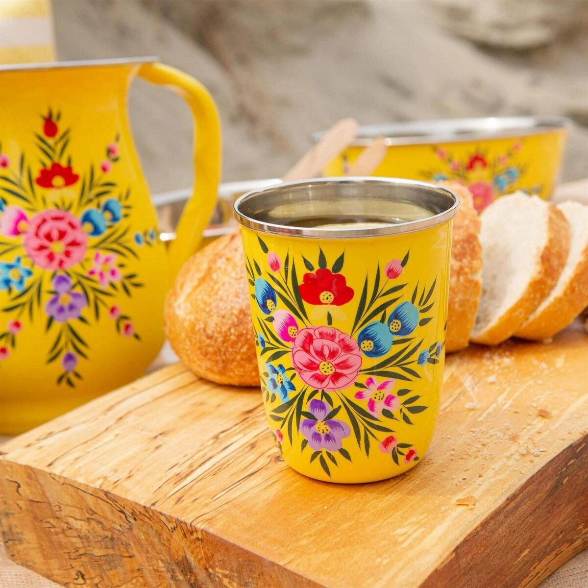 1x Buttercup Pansy 300ml Stainless Steel Picnic Tumbler Reusable Party BBQ Set - Image 4