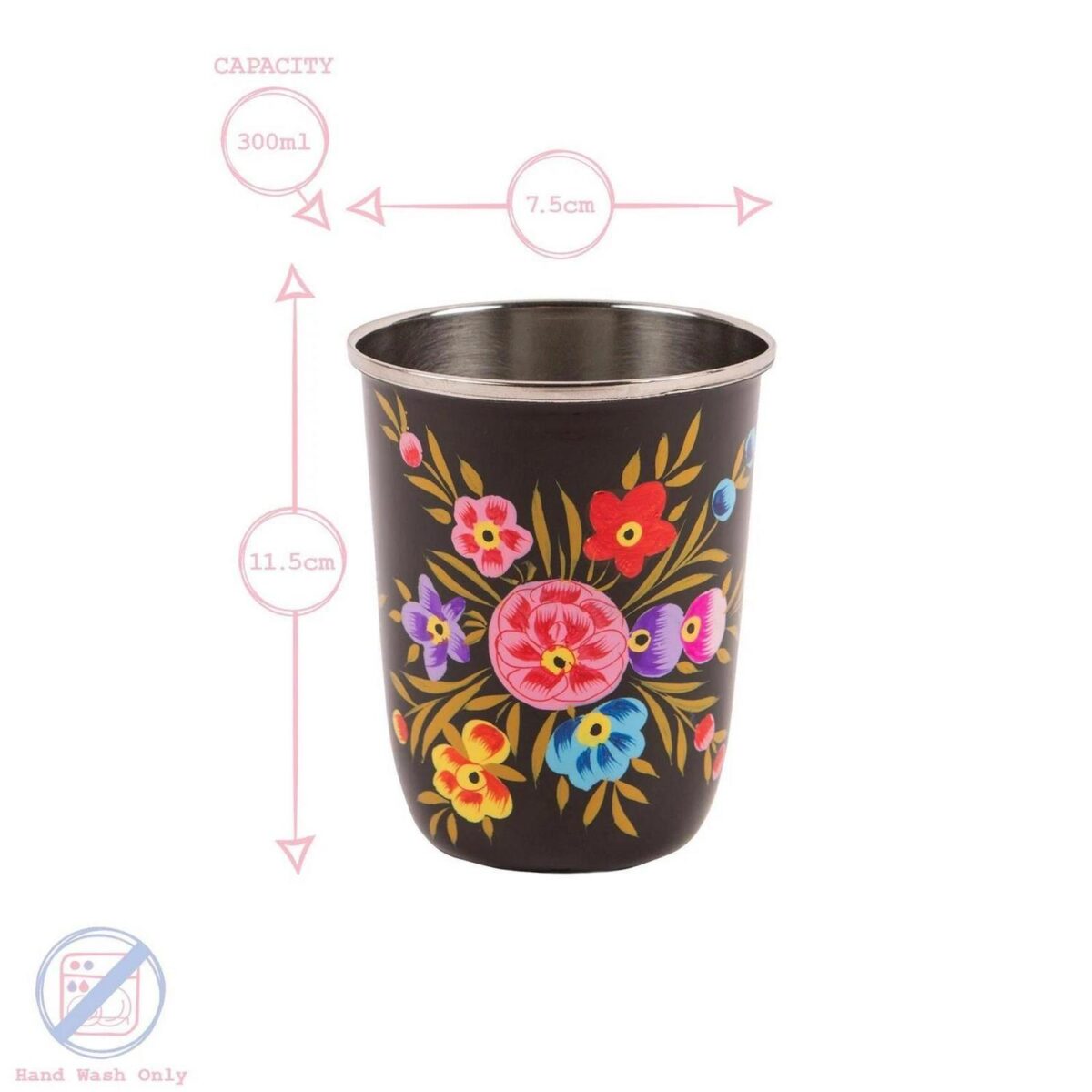 1x Buttercup Pansy 300ml Stainless Steel Picnic Tumbler Reusable Party BBQ Set - Image 3