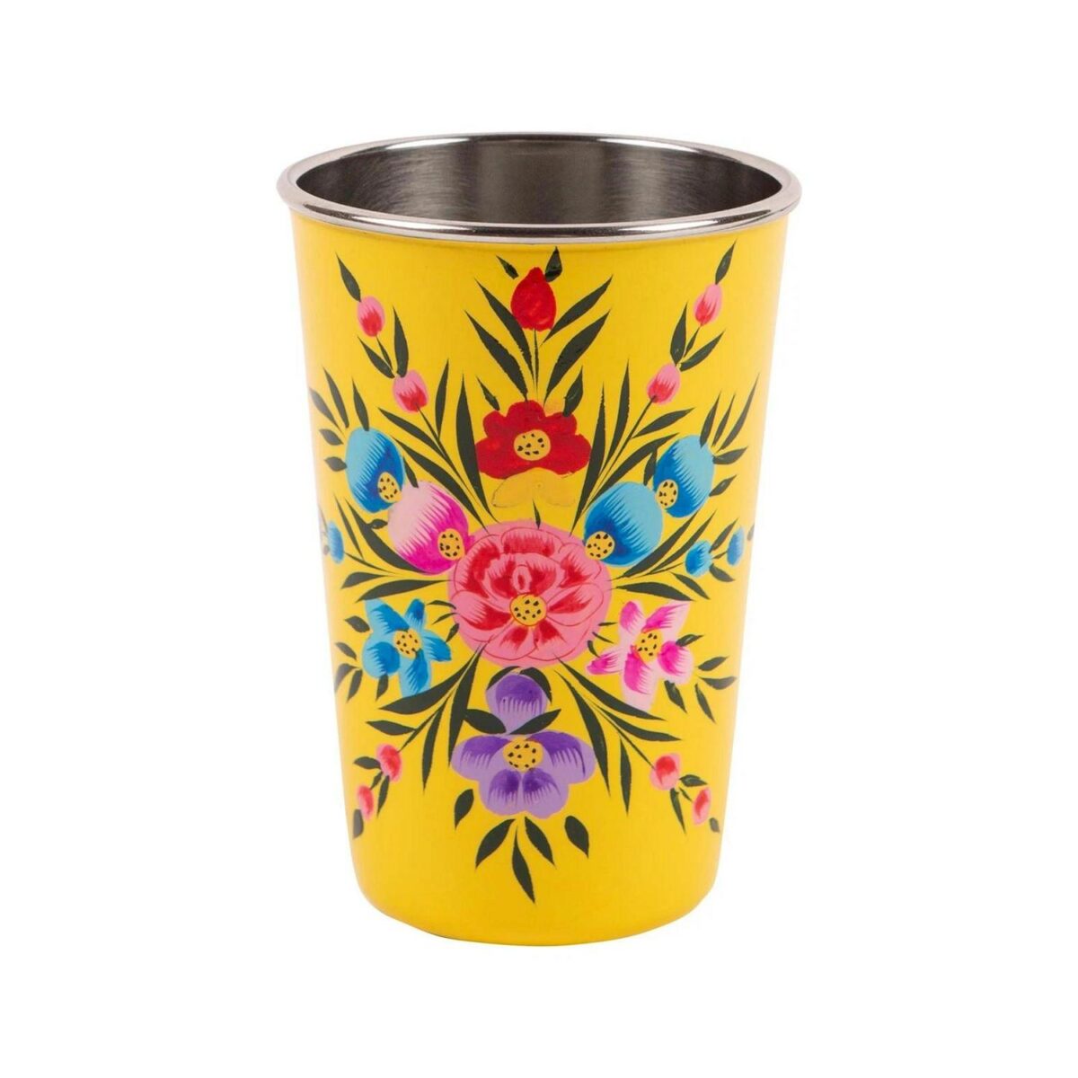 1x Buttercup Pansy 400ml Stainless Steel Picnic Tumbler Reusable Party BBQ Set - Image 1