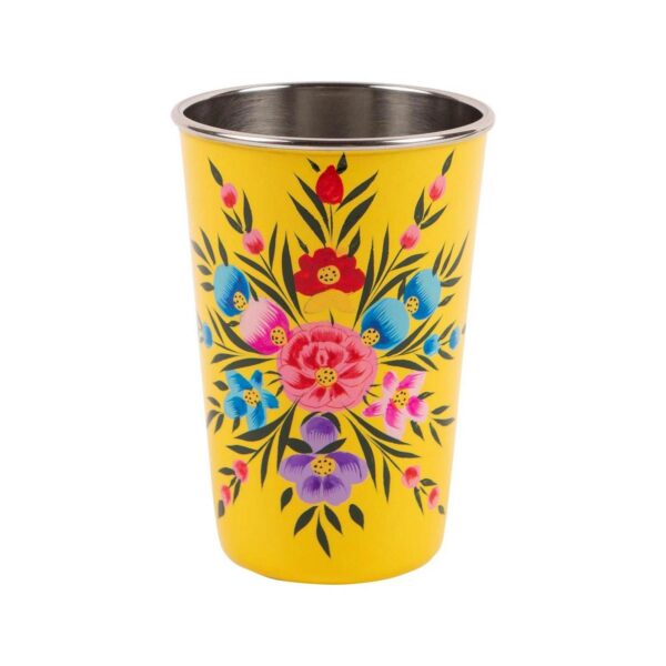 1x Buttercup Pansy 400ml Stainless Steel Picnic Tumbler Reusable Party BBQ Set