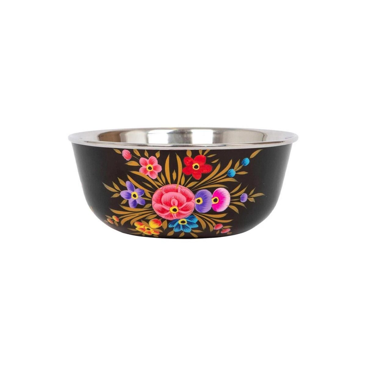 1x Carbon Pansy 14.5cm Stainless Steel Hand-Painted Picnic Snack Bowl - Image 1