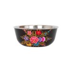 1x Carbon Pansy 14.5cm Stainless Steel Hand-Painted Picnic Snack Bowl