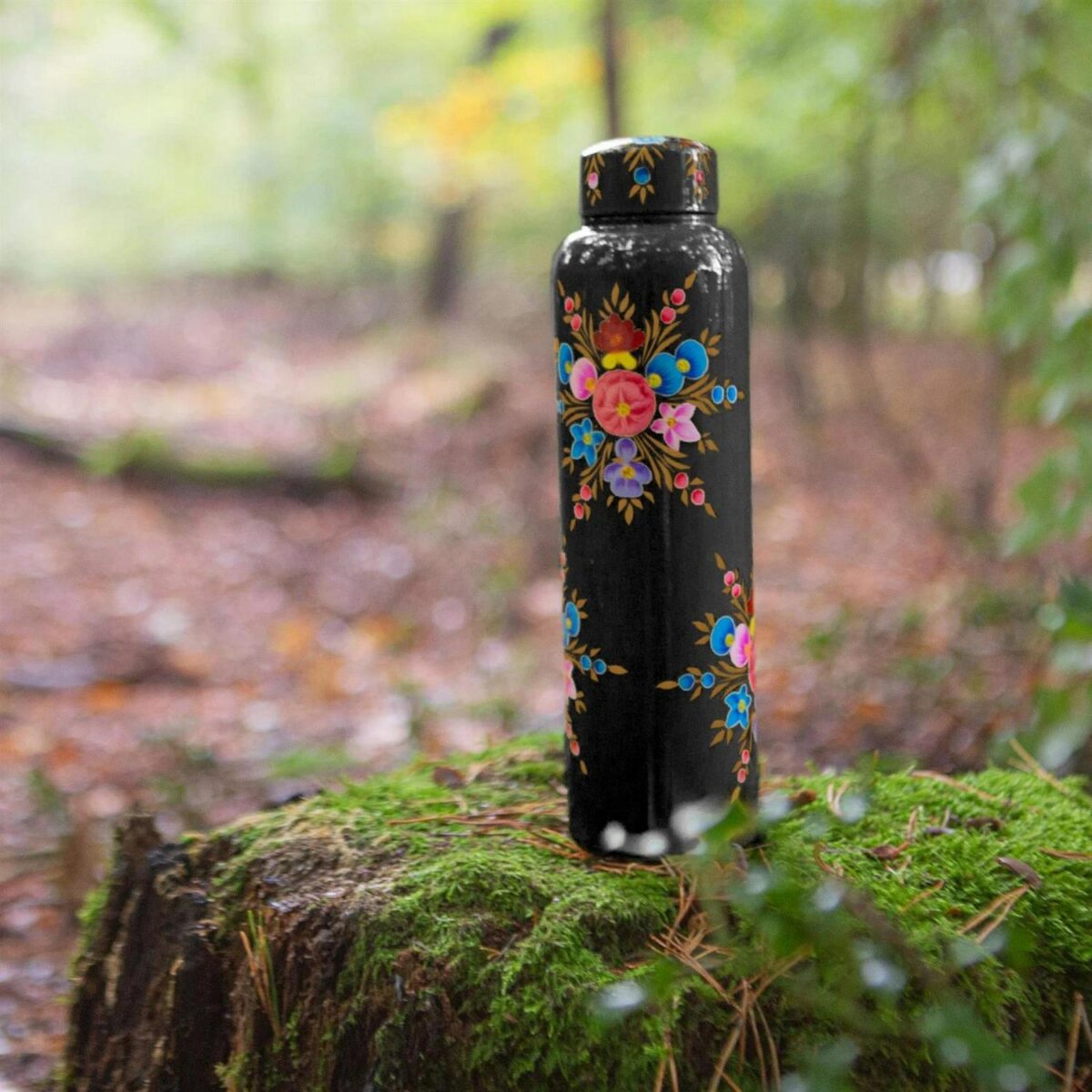 1x Carbon Pansy 875ml Stainless Steel Hand-Painted Picnic Water Bottle - Image 6