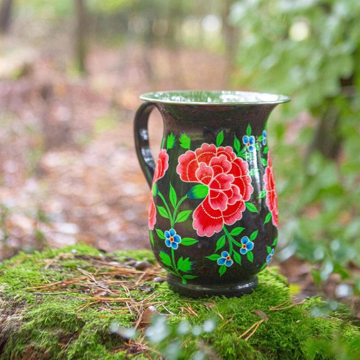 1x Carbon Peony 1.7L Stainless Steel Hand-Painted Picnic Water Jug - Image 5