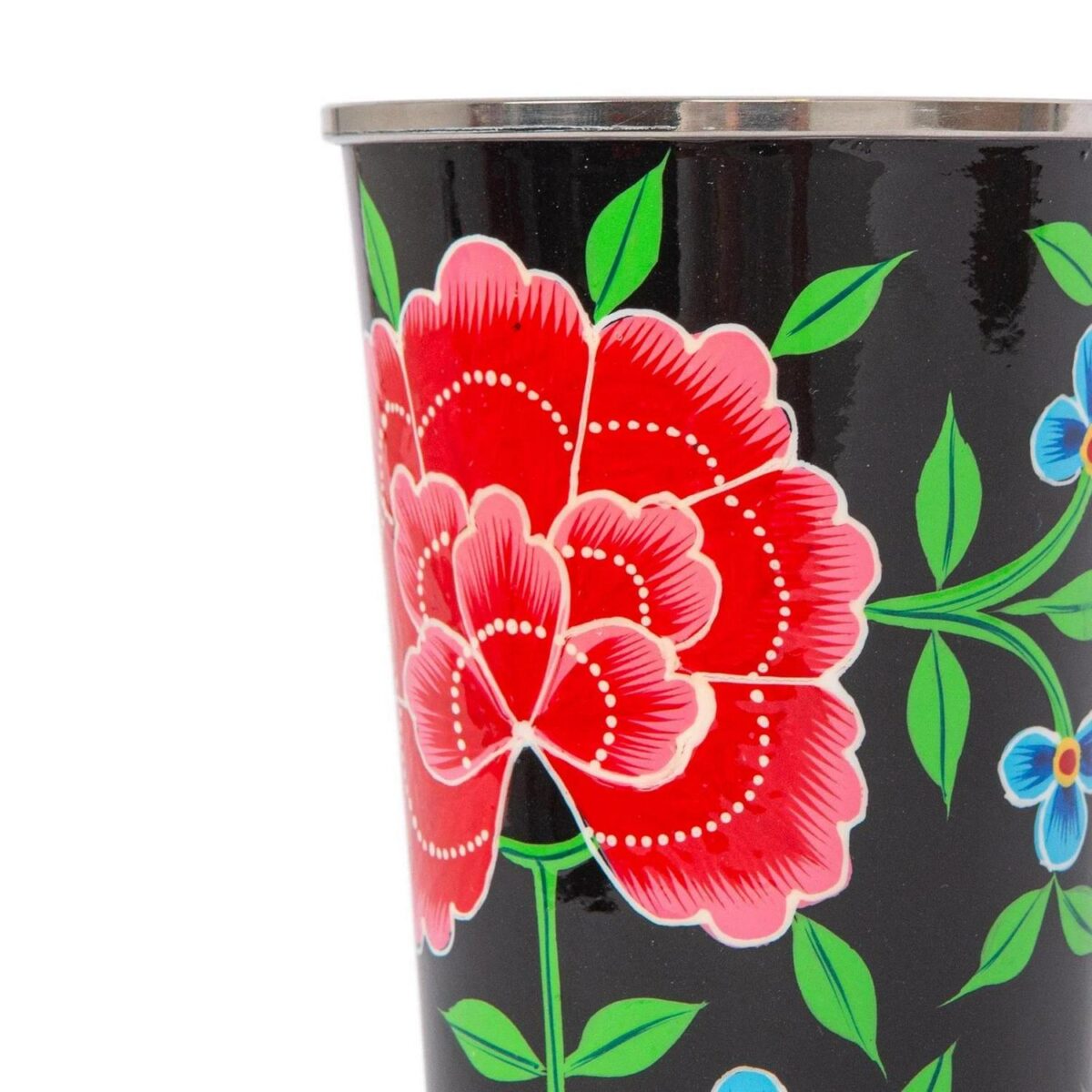 1x Carbon Peony 400ml Stainless Steel Hand-Painted Picnic Cup - Image 4