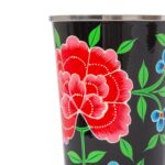 1x Carbon Peony 400ml Stainless Steel Hand-Painted Picnic Cup - Image 4
