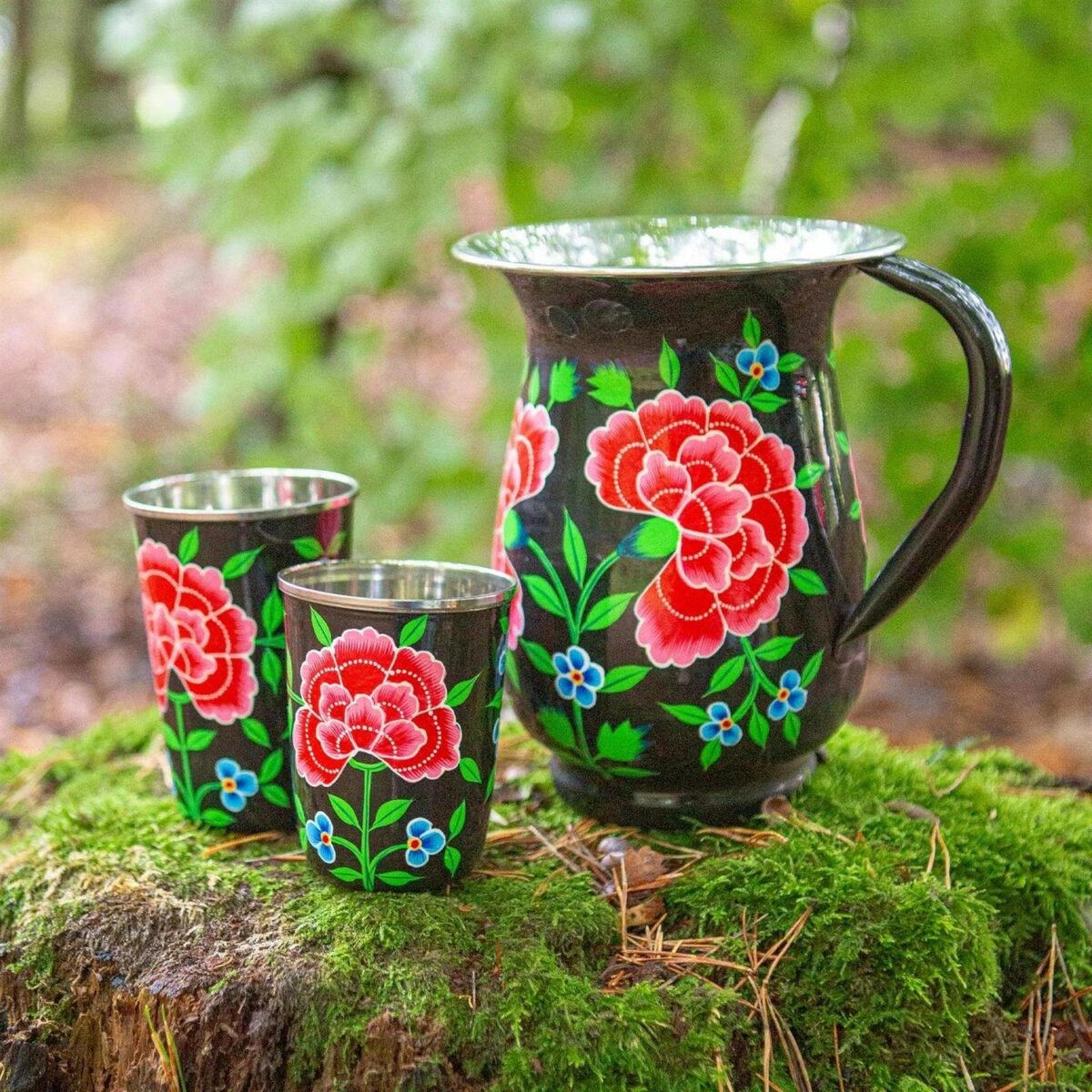 1x Carbon Peony 400ml Stainless Steel Hand-Painted Picnic Cup - Image 7