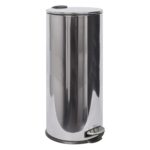1x Chrome 30L Round Stainless Steel Kitchen Pedal Bin Rubbish Waste Dustbin