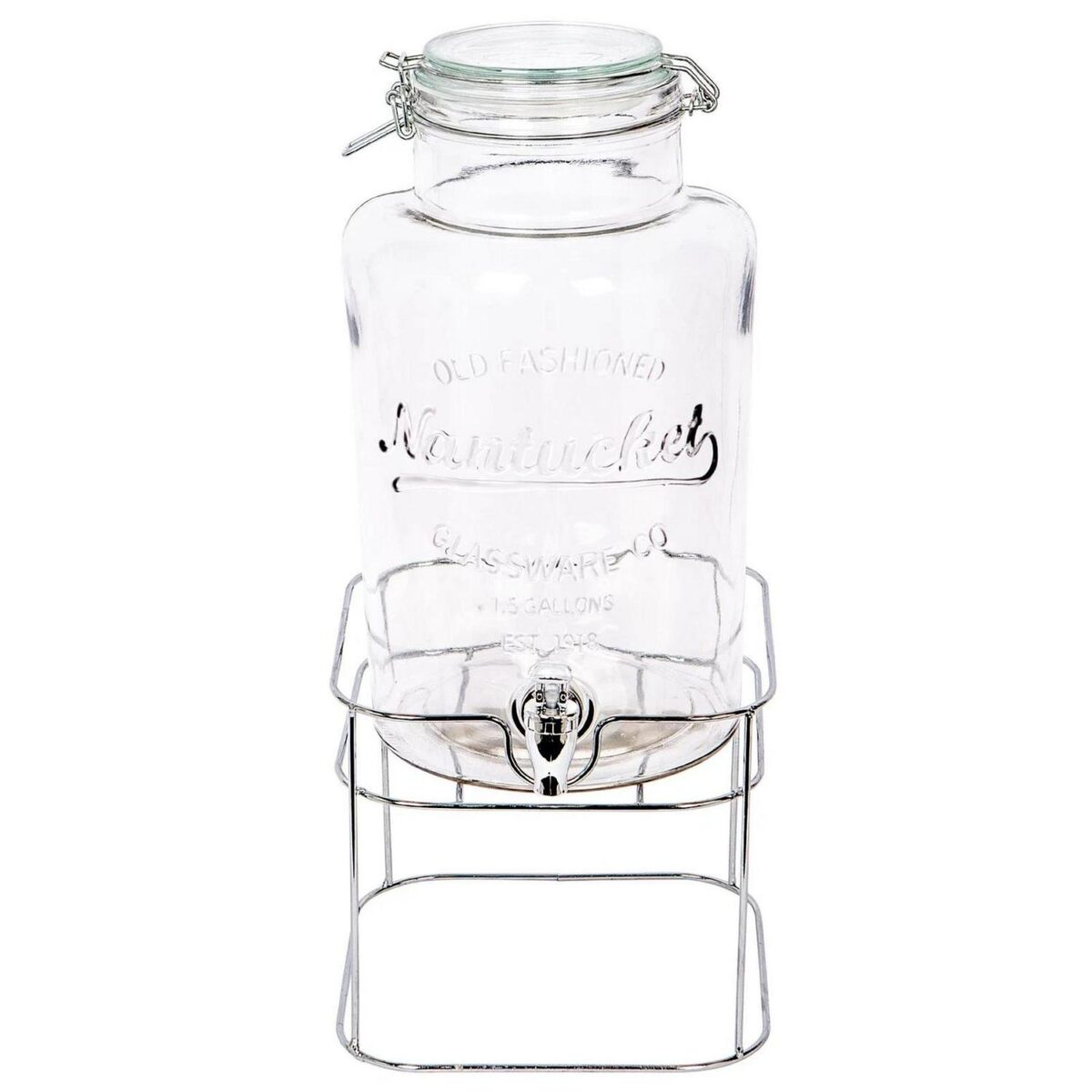 1x Chrome Stand 6.5L Glass Drinks Dispenser with Tap and Chrome Stand Water Jug - Image 1