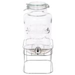 1x Chrome Stand 6.5L Glass Drinks Dispenser with Tap and Chrome Stand Water Jug