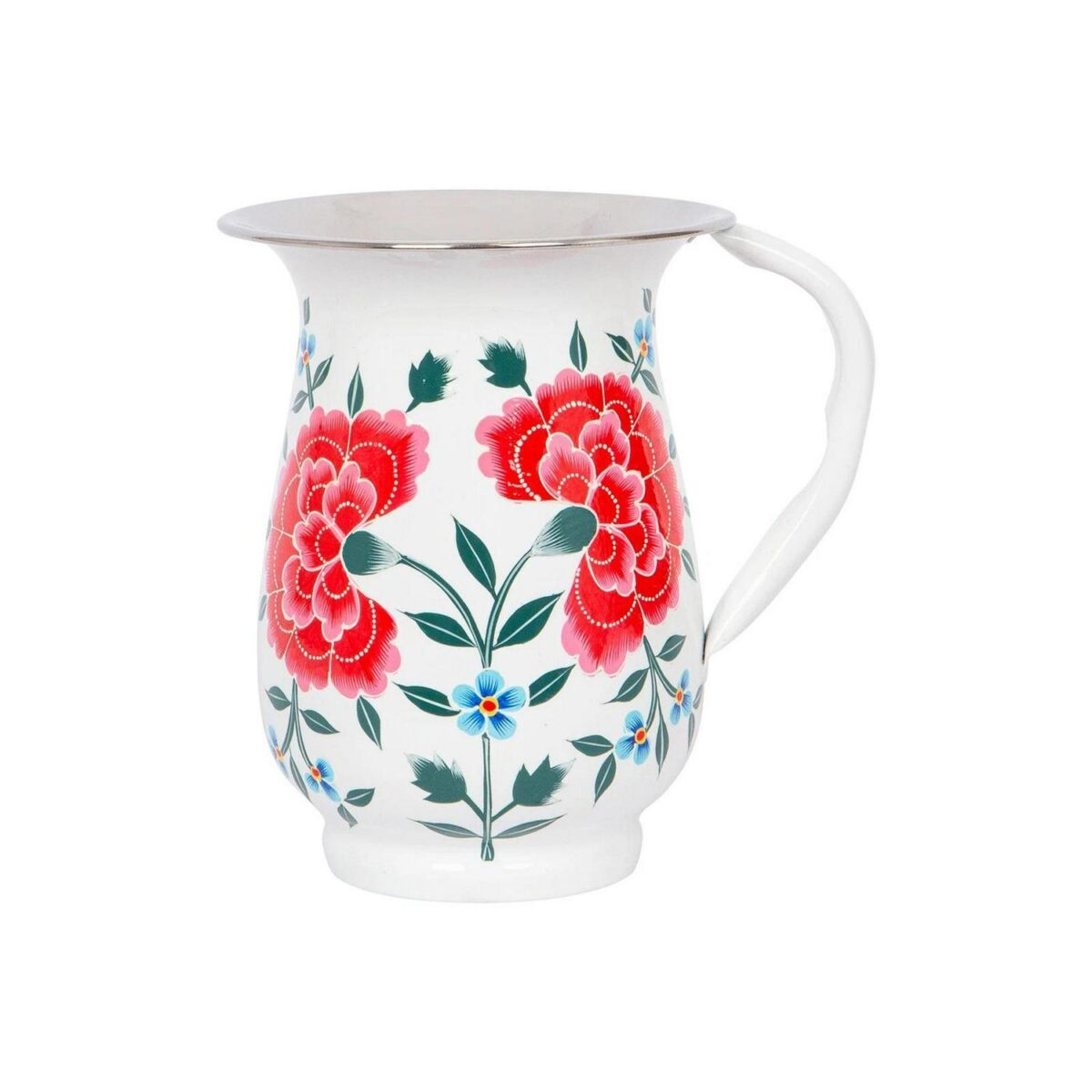 1x Cotton Peony 1.7L Stainless Steel Hand-Painted Picnic Water Jug - Image 1