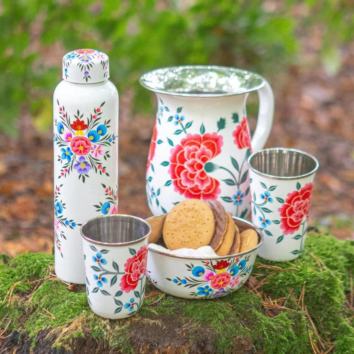 1x Cotton Peony 1.7L Stainless Steel Hand-Painted Picnic Water Jug - Image 7