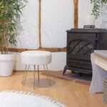 1x Cream/Gold H41 x D35cm Round Boucle Footstool Ottoman Stool Pouffe Seat - Image 6