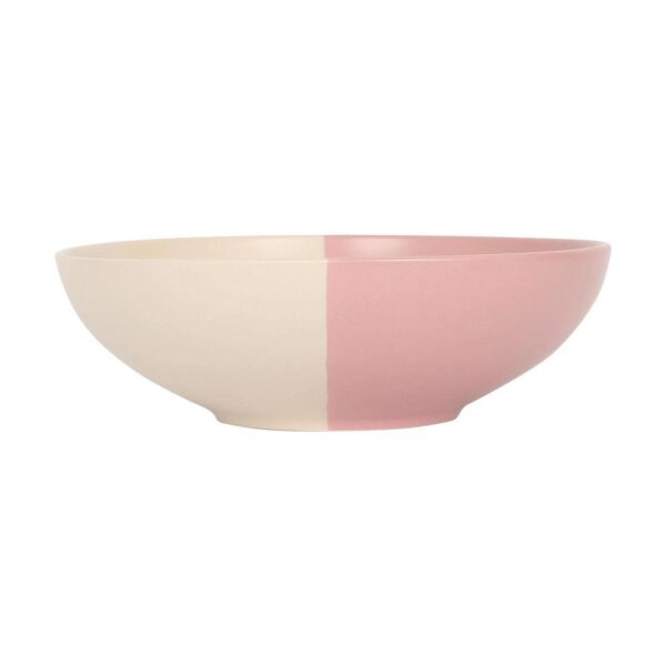 1x Dipped Stoneware Pasta Bowl 20.5cm Dusty Pink Deep Soup Salad Serving Bowls