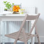 1x Dove Grey Wooden Folding Chair Foldable Space Saving Slatted Office Seat - Image 7
