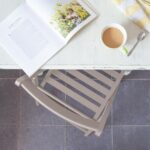 1x Dove Grey Wooden Folding Chair Foldable Space Saving Slatted Office Seat - Image 5