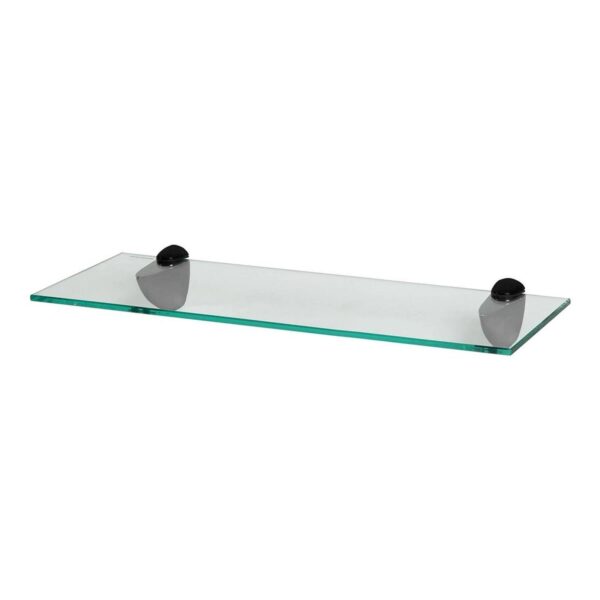 1x Floating Glass Bathroom Shelf 50cm Clear/Black Shower Storage Wall Rack
