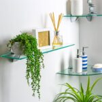 1x Floating Glass Bathroom Corner Shelf 30cm Clear/Black Shower Storage Rack - Image 5