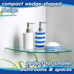 1x Floating Glass Bathroom Corner Shelf 30cm Clear/Black Shower Storage Rack - Image 3