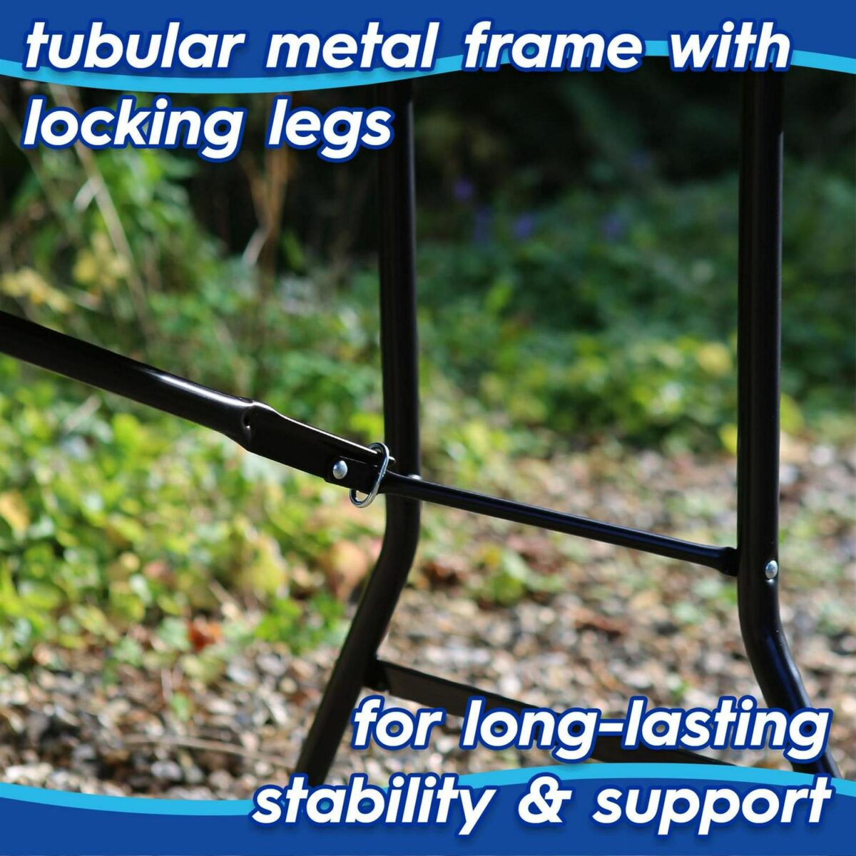 1x Folding Camping Picnic Table with Fitted Tablecloth 180cm (6ft) Black/White - Image 3