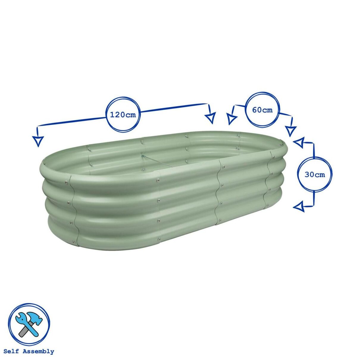 1x Green 120cm x 60cm Rounded Galvanised Steel Raised Garden Bed Planter Box - Image 3