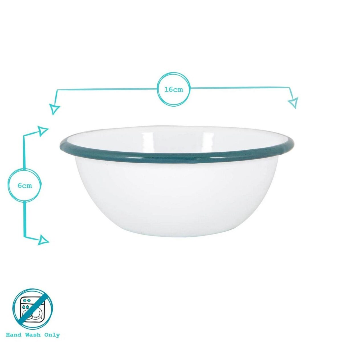1x Green 16cm White Enamel Cereal Bowl Metal Outdoor Camping Food Dishes - Image 3