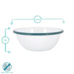 1x Green 16cm White Enamel Cereal Bowl Metal Outdoor Camping Food Dishes - Image 3