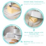 1x Green 18.5cm x 10cm White Enamel Butter Dish with Lid Kitchen Container - Image 2
