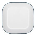 1x Green 24.5cm x 24.5cm Square White Enamel Baking Tray Oven Roasting Bakeware