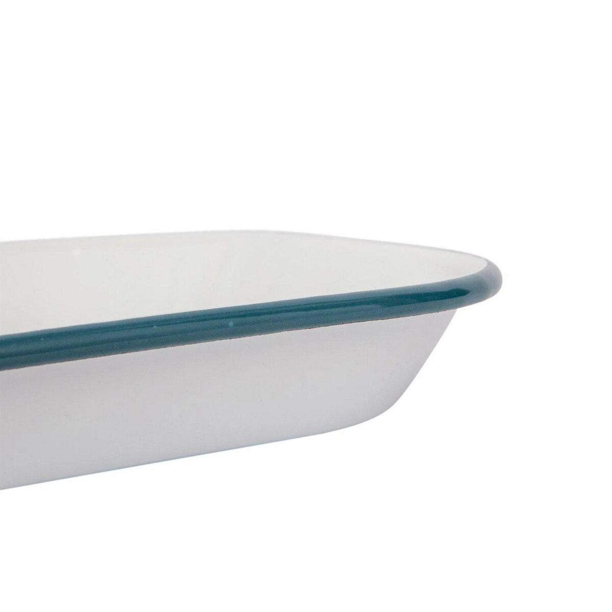 1x Green 24.5cm x 24.5cm Square White Enamel Baking Tray Oven Roasting Bakeware - Image 4