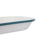 1x Green 24.5cm x 24.5cm Square White Enamel Baking Tray Oven Roasting Bakeware - Image 4