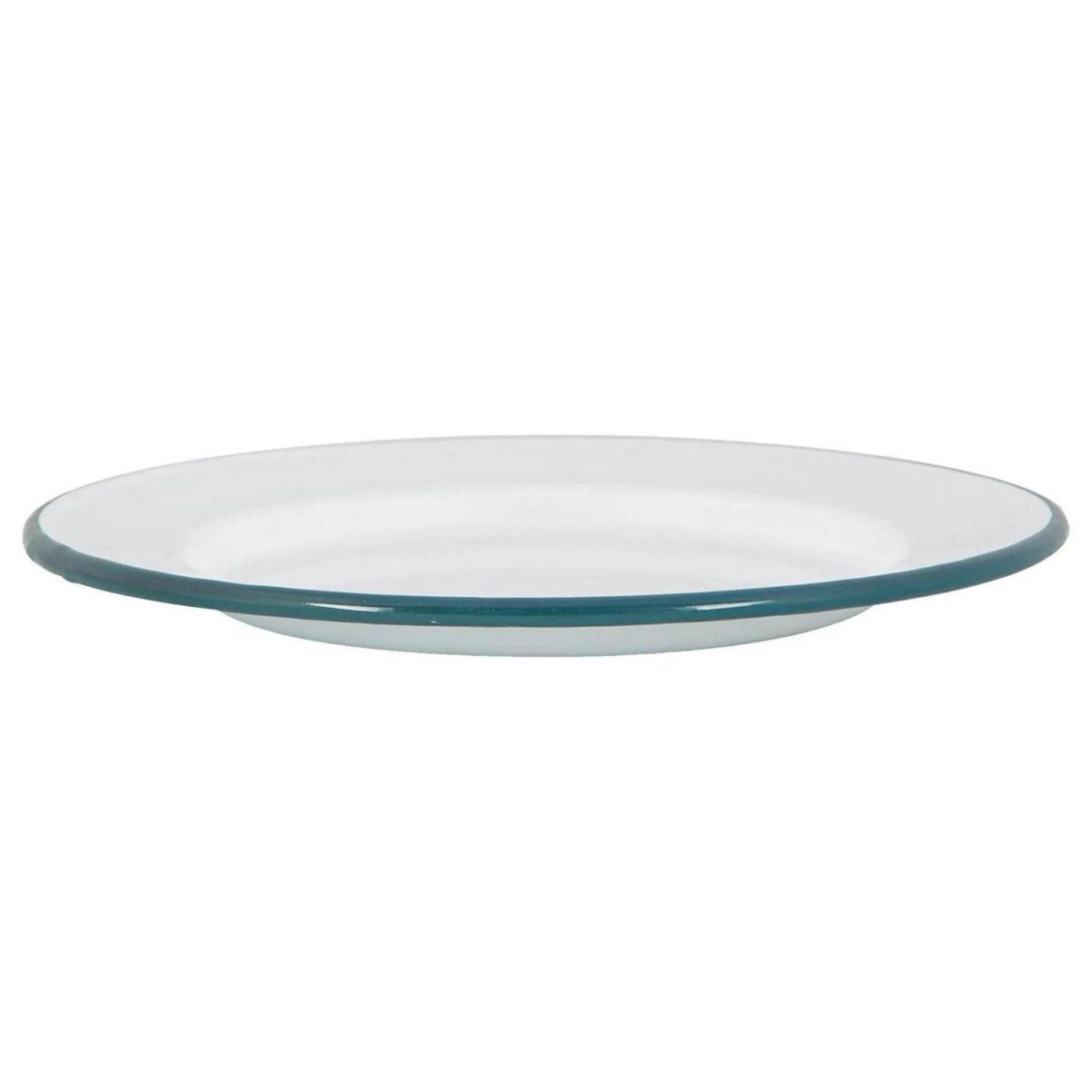 1x Green 25.5cm White Enamel Dinner Plate Metal Outdoor Camping Food Dishes - Image 4