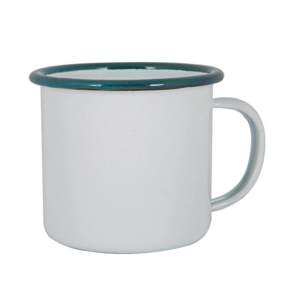 1x Green 375ml White Enamel Mug Metal Camping Tea Coffee Cups Set
