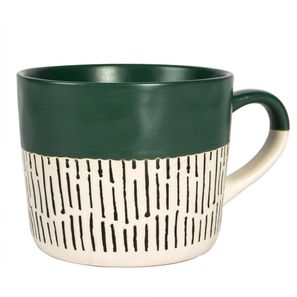 1x Green 450ml Dipped Dash Stoneware Coffee Mug Large Ceramic Tea Cups Set