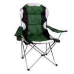 1x Green High Back Padded Camping Armchair Folding Portable Outdoor Fishing Seat