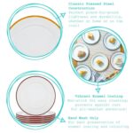 1x Grey 25.5cm White Enamel Dinner Plate Metal Outdoor Camping Food Dishes - Image 2