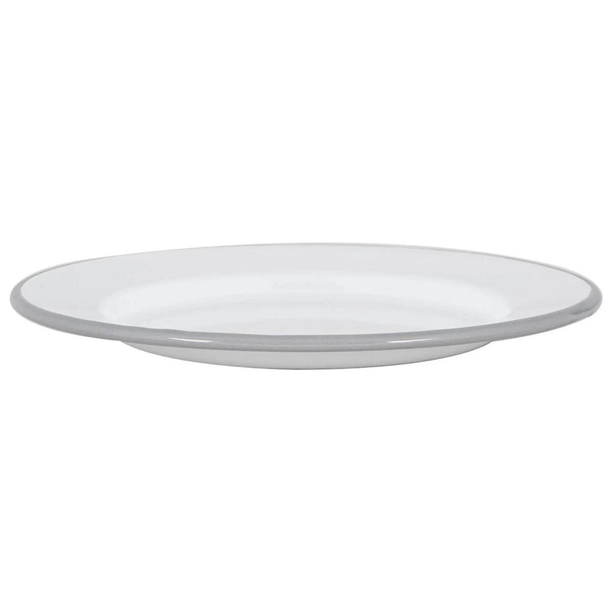 1x Grey 25.5cm White Enamel Dinner Plate Metal Outdoor Camping Food Dishes - Image 4