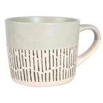 1x Grey 450ml Dipped Dash Stoneware Coffee Mug Large Rustic Ceramic Tea Cups Set