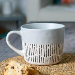 1x Grey 450ml Dipped Dash Stoneware Coffee Mug Large Rustic Ceramic Tea Cups Set - Image 5