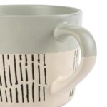 1x Grey 450ml Dipped Dash Stoneware Coffee Mug Large Rustic Ceramic Tea Cups Set - Image 4