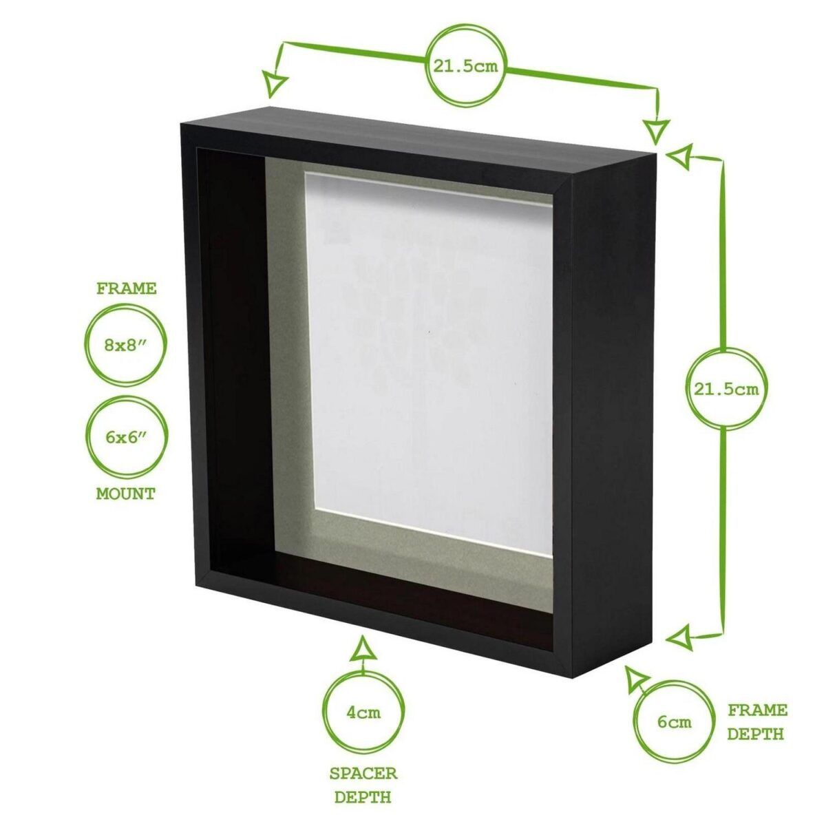 1x Grey 8  x 8  Acrylic 3D Deep Box Photo Picture Frame - Ivory 6  x 6  Mount - Image 4