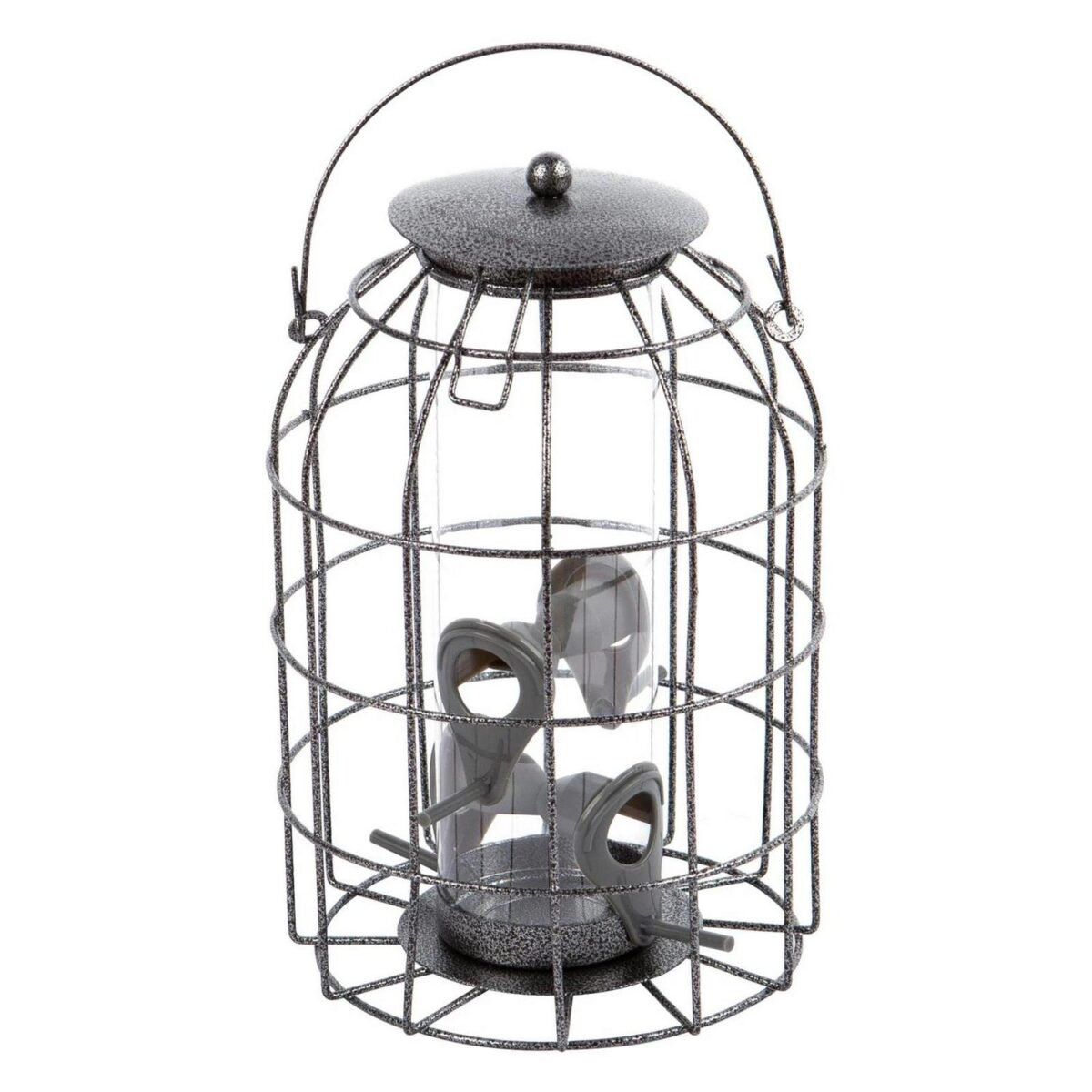 1x Grey Squirrel-Proof Metal Seed Bird Feeder Hanging Garden Feeding Station - Image 1