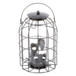 1x Grey Squirrel-Proof Metal Seed Bird Feeder Hanging Garden Feeding Station