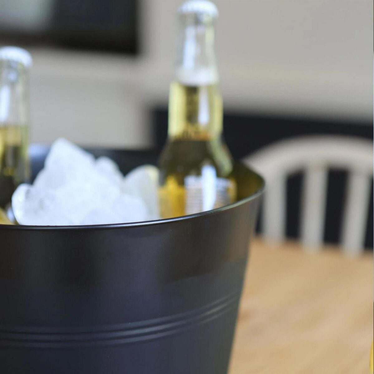 1x Handmade Galvanized Iron Ice Bucket 26.5cm Black Wine Champagne Cooler - Image 6