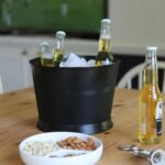 1x Handmade Galvanized Iron Ice Bucket 26.5cm Black Wine Champagne Cooler - Image 5