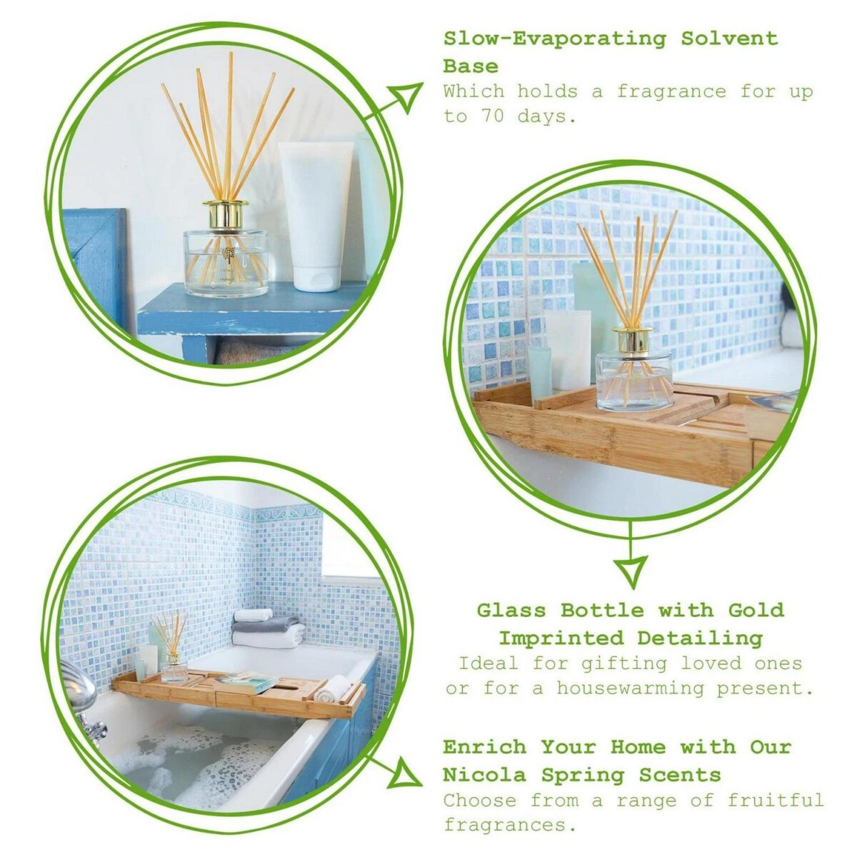 1x Lemongrass 200ml Glass Reed Diffuser Home Scented Oil Fragrance Sticks - Image 2